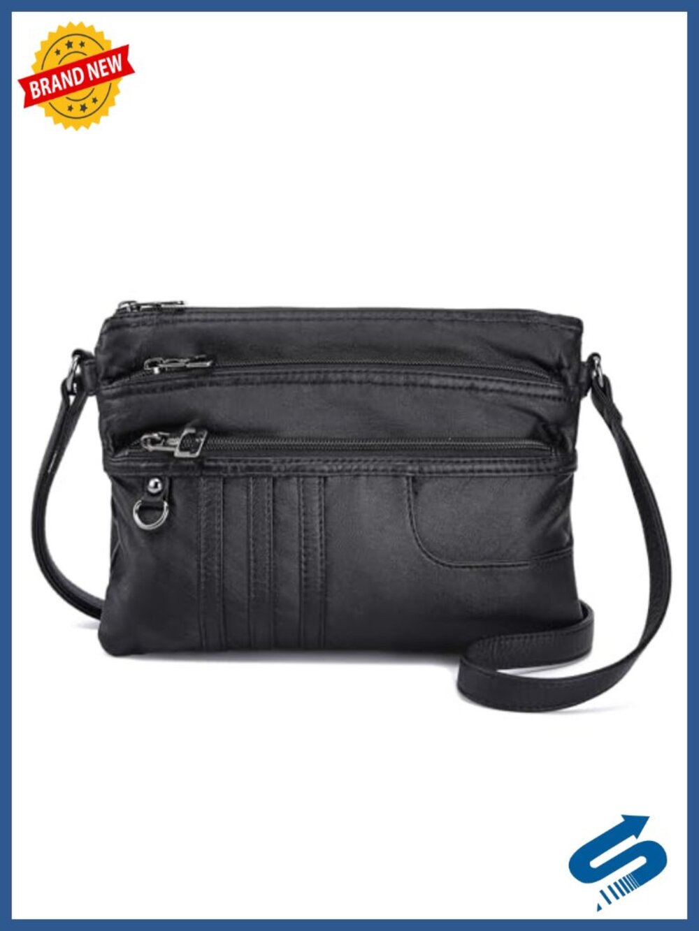 Multi Pocket Small Crossbody Purse with Adjustable Strap Vegan Leather